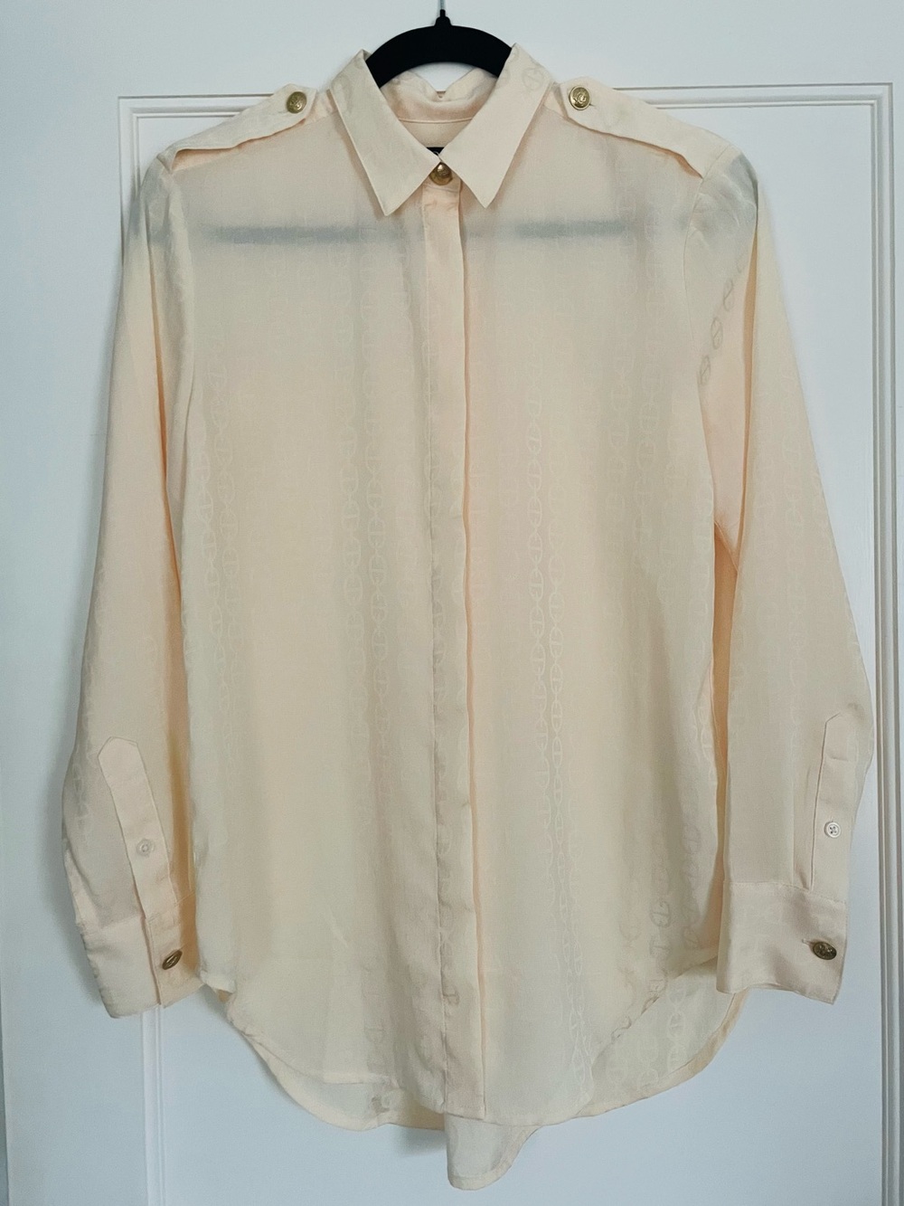 J. Crew Drapey Jacquard-Print Shirt, Ivory, XS